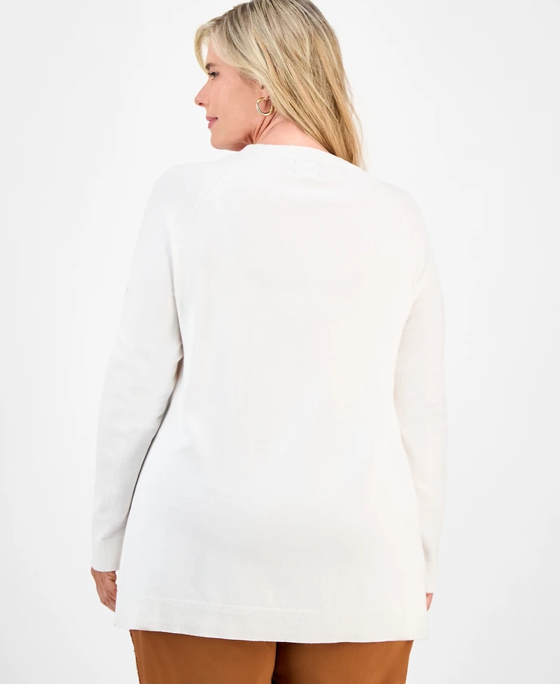 Jm Collection Plus Button-Trim Sweater, Macy's Exclusive