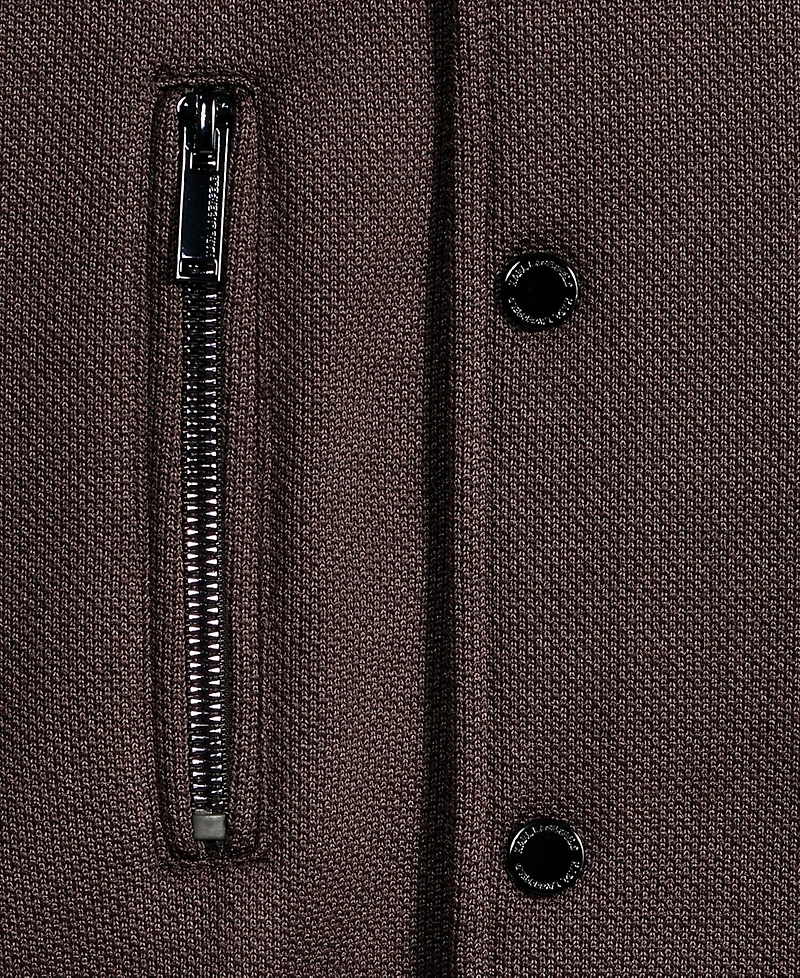 Karl Lagerfeld Men's Textured Varsity Zip Bomber Jacket