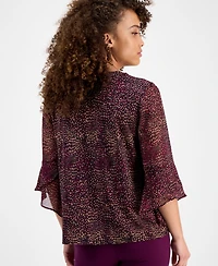 Ak Anne Klein Petite Printed 3/4-Sleeve Blouse