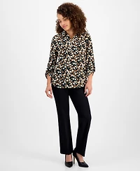 Ak Anne Klein Petite Dot-Print Blouse