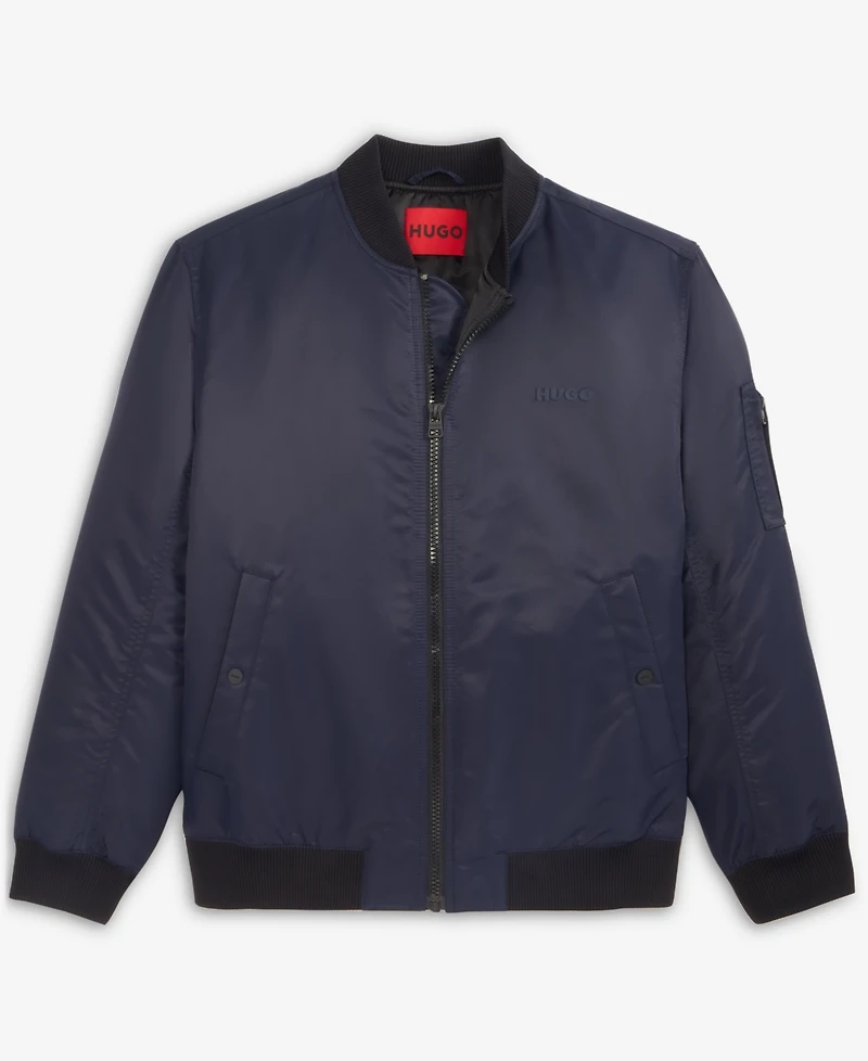 Hugo by Boss Men's Baken2435 Slim-Fit Satin Bomber Jacket
