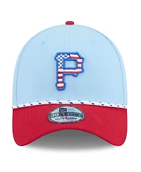 New Era Men's Light Blue/Red Pittsburgh Pirates 2025 Fourth of July 39THIRTY Flex Hat