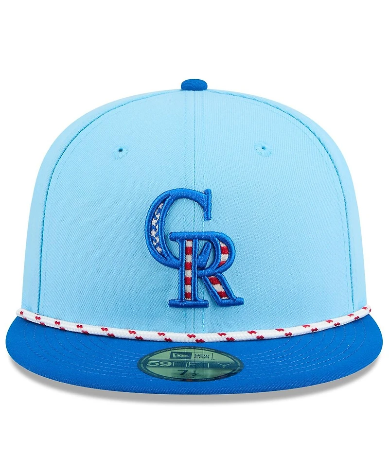 New Era Men's Light Blue/Blue Colorado Rockies 2025 Fourth of July 59FIFTY Fitted Hat