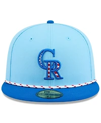 New Era Men's Light Blue/Blue Colorado Rockies 2025 Fourth of July 59FIFTY Fitted Hat