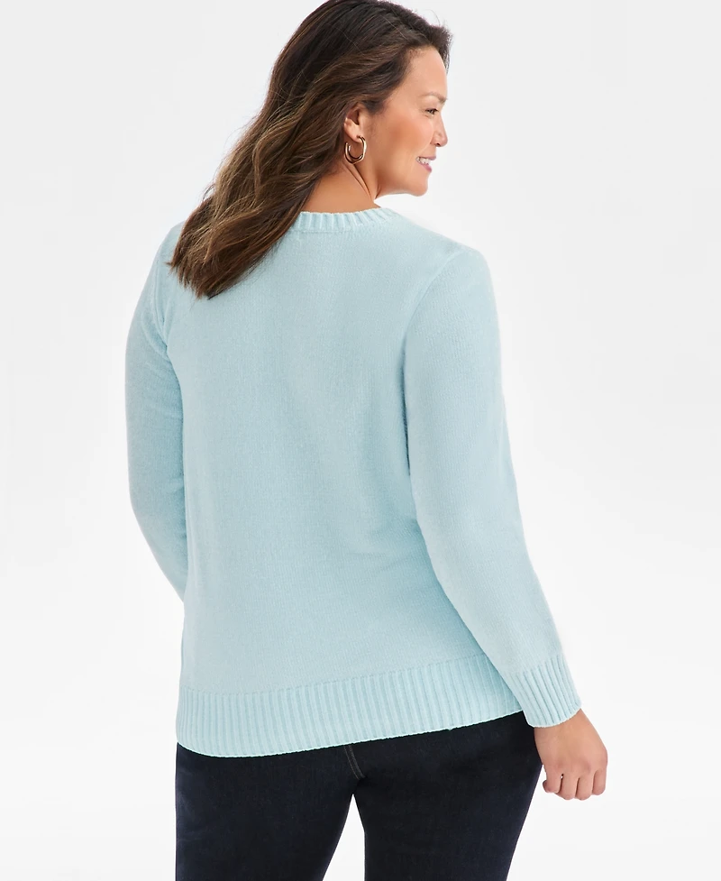 Style & Co Plus Crewneck Chenille Long-Sleeve Sweater, Macy's Exclusive