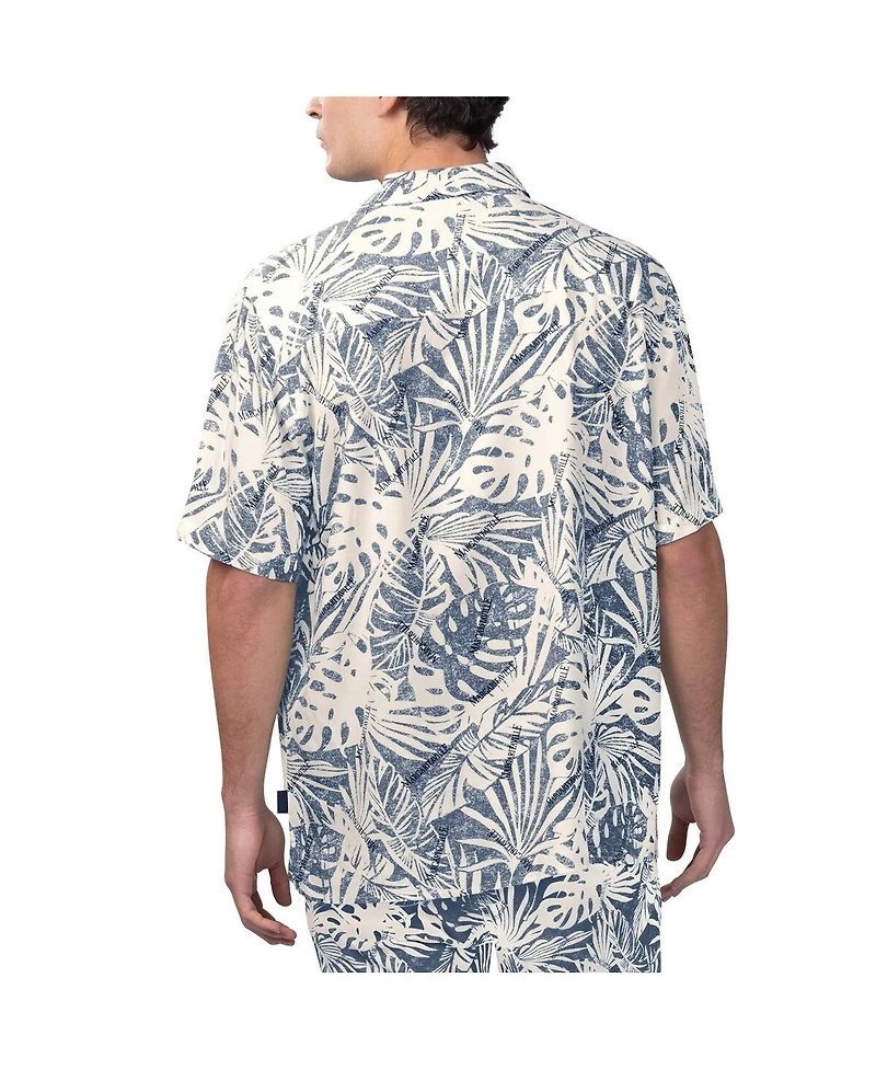 Margaritaville Men's Navy Atlanta Braves Monstera Print Party Button-Up Shirt