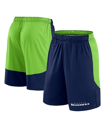 Fanatics Men's College Navy/Neon Green Seattle Seahawks Launch Shorts