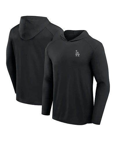 Fanatics Men's Black Los Angeles Dodgers Front Office Power Mono Long Sleeve Hoodie T-Shirt