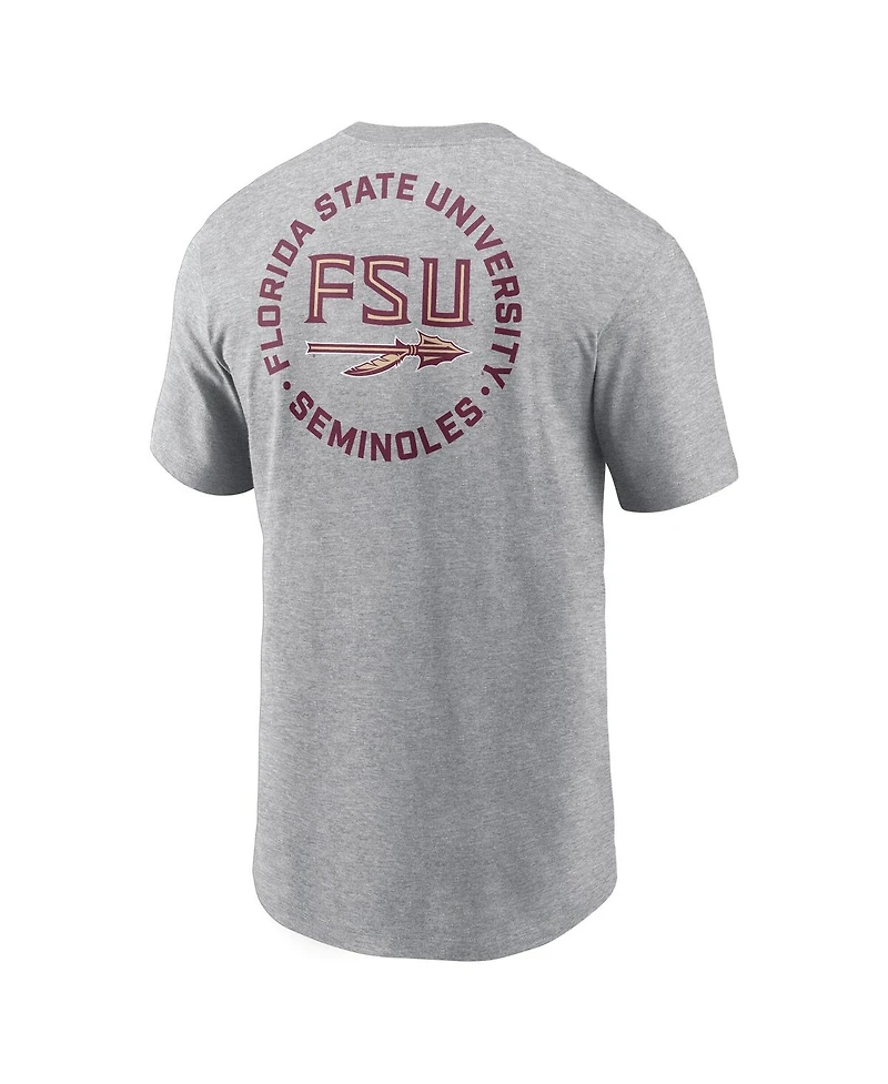 Nike Men's Heather Gray Florida State Seminoles Campus 2-Hit T-Shirt