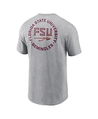 Nike Men's Heather Gray Florida State Seminoles Campus 2-Hit T-Shirt