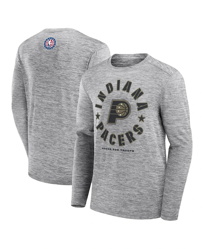 Fanatics Men's Heather Gray Indiana Pacers Nba Hoops for Troops Long Sleeve T-Shirt
