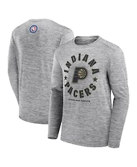 Fanatics Men's Heather Gray Indiana Pacers Nba Hoops for Troops Long Sleeve T-Shirt