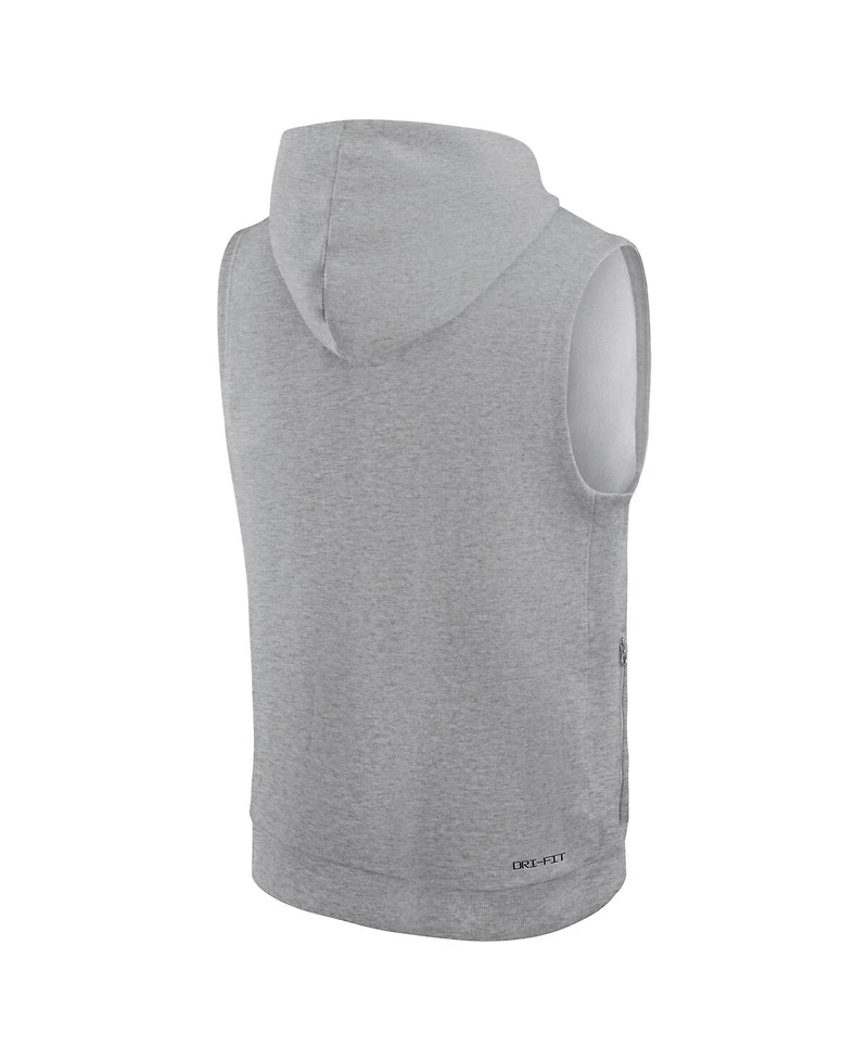 Jordan Men's Heather Gray Florida Gators 2025 Sideline Performance Sleeveless Pullover Hoodie