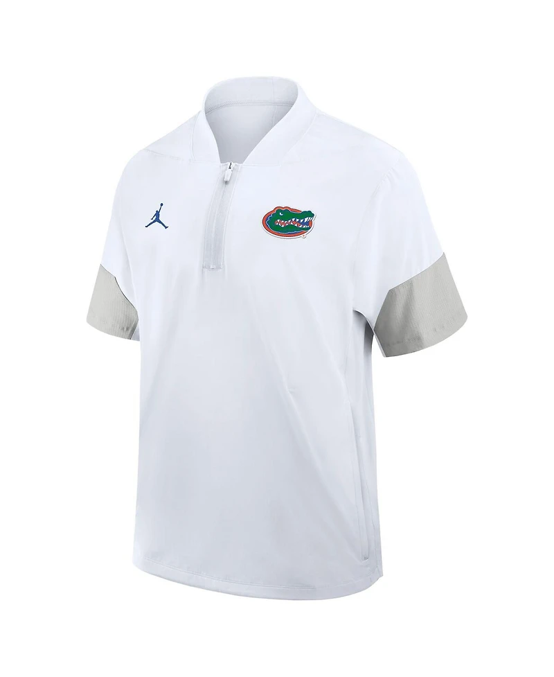 Jordan Men's White Florida Gators 2025 Sideline Coaches Lightweight Short Sleeve Jacket