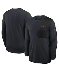 Nike Men's Navy Houston Texans Sideline Coach Uv Performance Long Sleeve T-Shirt
