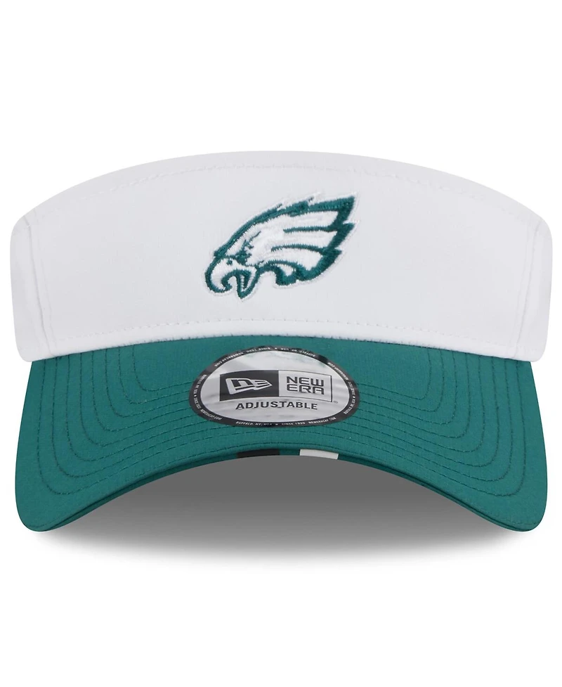 New Era Men's White/Midnight Green Philadelphia Eagles 2025 Nfl Training Camp Adjustable Visor Hat