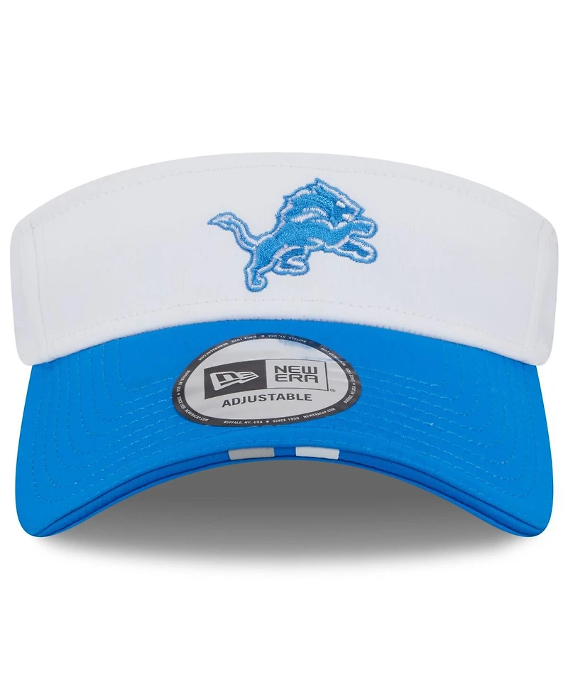 New Era Men's White/Blue Detroit Lions 2025 Nfl Training Camp Adjustable Visor Hat