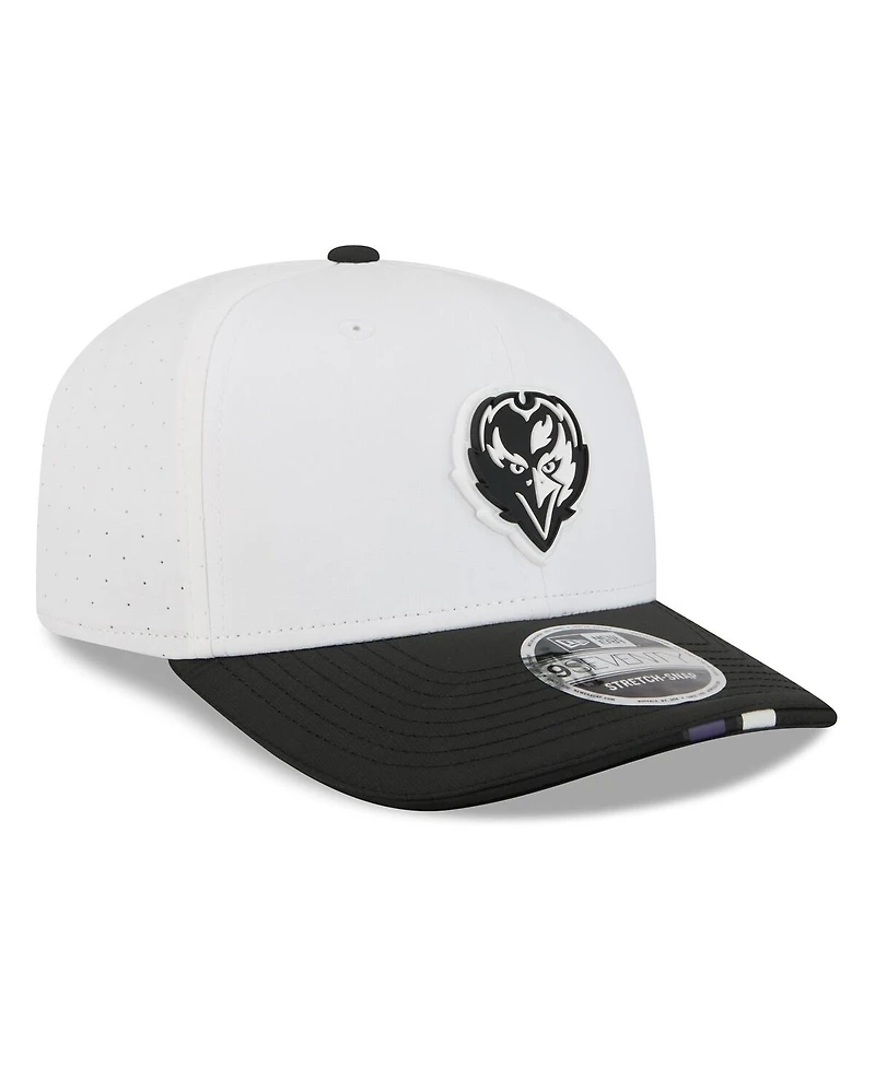 New Era Men's White/Black Baltimore Ravens 2025 Nfl Training Camp 9SEVENTY Adjustable Hat