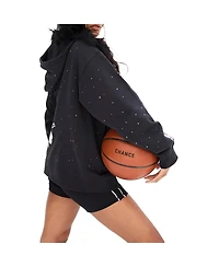 Terez Women's Black Boston Celtics Oversized Allover Gemstone Full-Zip Hoodie