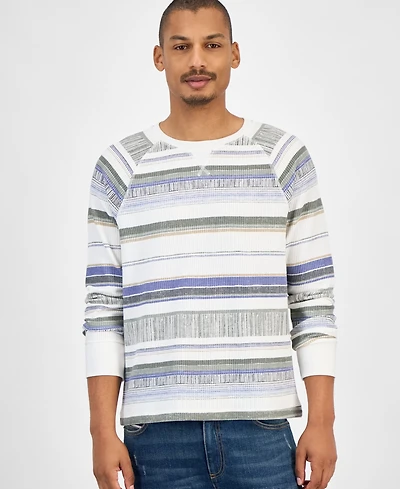 Sun + Stone Men's Striped Waffle-Knit Thermal Shirt, Macy's Exclusive