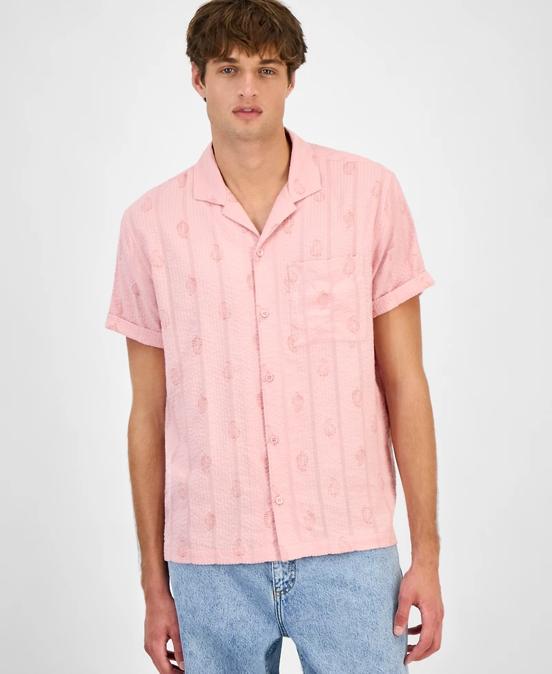 Sun + Stone Men's Seersucker Camp Shirt, Macy's Exclusive
