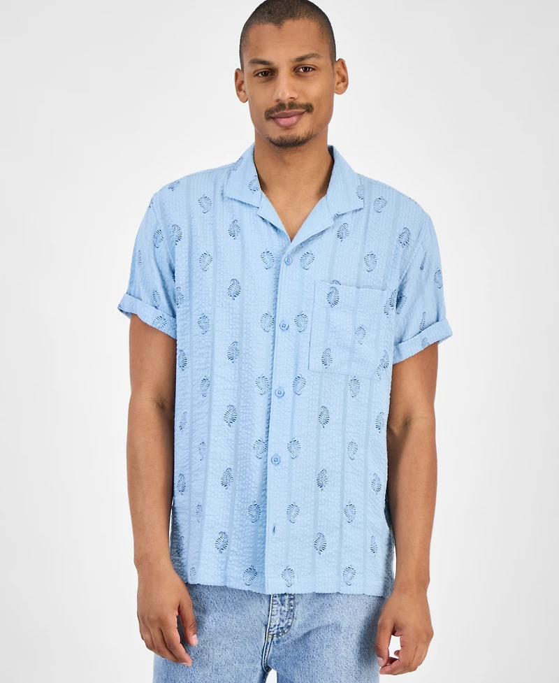 Sun + Stone Men's Seersucker Camp Shirt, Macy's Exclusive