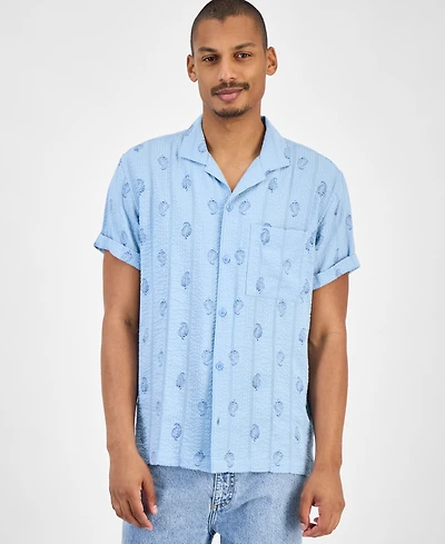 Sun + Stone Men's Seersucker Camp Shirt, Macy's Exclusive