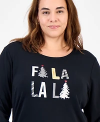 Holiday Lane Plus Size Fa La La La Long-Sleeve T-Shirt, Macy's Exclusive