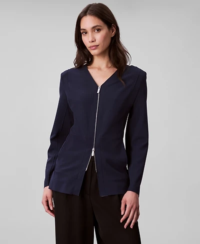 Calvin Klein Women's Stretch Crepe Zip Front Jacket