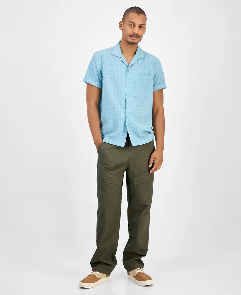 Sun + Stone Men's Eyelet Camp Shirt, Macy's Exclusive