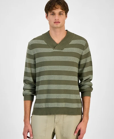 Sun + Stone Men's Striped Shawl-Collar Sweater, Macy's Exclusive