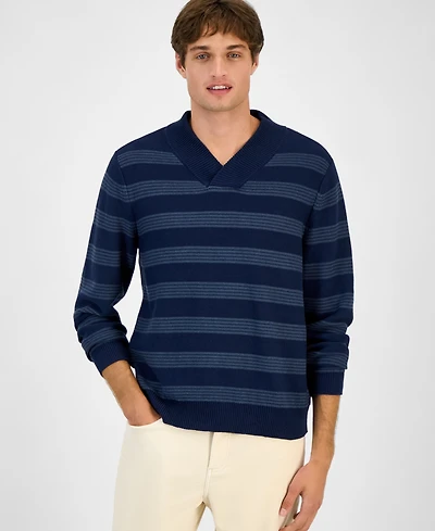 Sun + Stone Men's Striped Shawl-Collar Sweater, Macy's Exclusive