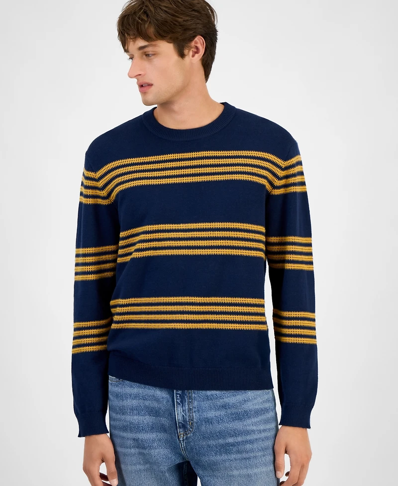 Sun + Stone Men's Striped Crewneck Sweater, Macy's Exclusive