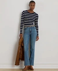 Lauren Ralph Lauren Women's Striped Rib-Knit Crewneck Sweater