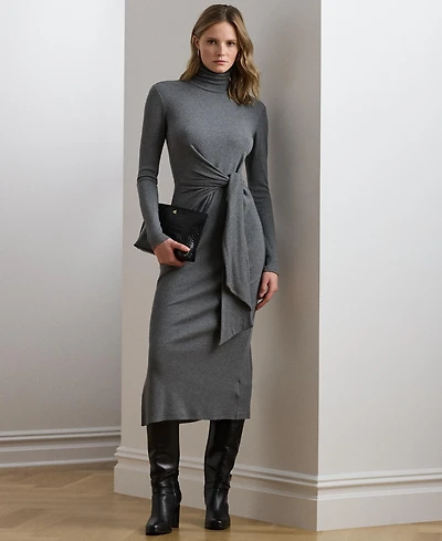 Lauren Ralph Lauren Women's Tie-Front Turtleneck Dress