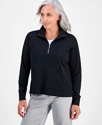 Style & Co Petite Waffle-Knit Half-Zip Sweatshirt, Macy's Exclusive