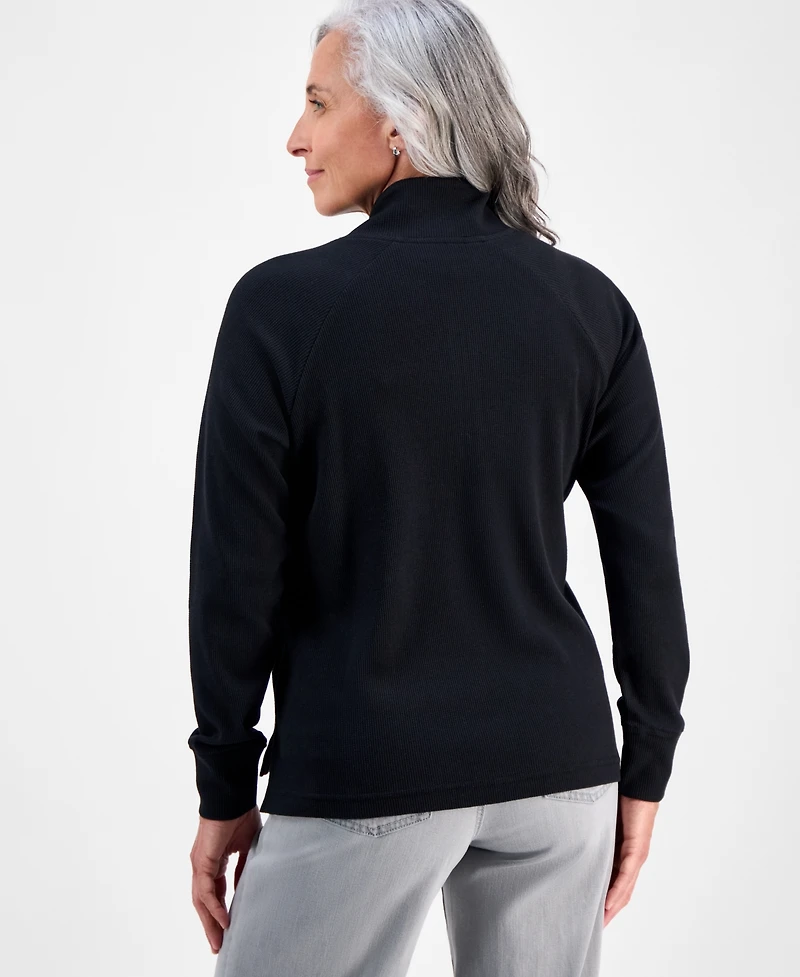 Style & Co Petite Waffle-Knit Half-Zip Sweatshirt, Macy's Exclusive