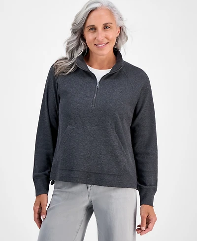 Style & Co Petite Waffle-Knit Half-Zip Sweatshirt, Macy's Exclusive