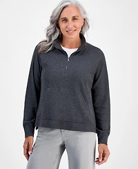 Style & Co Petite Waffle-Knit Half-Zip Sweatshirt, Macy's Exclusive