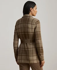 Lauren Ralph Women's Plaid Belted Double-Knit Blazer