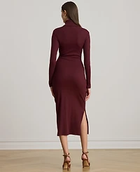 Lauren Ralph Women's Tie-Front Turtle Neck Dress