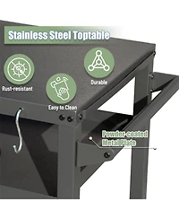 3-Shelf Outdoor Grill Table, Grill Cart with Wheels, Outdoor Food Prep Table, Blackstone Table with Hook, Grill Stand for Blackstone Griddle