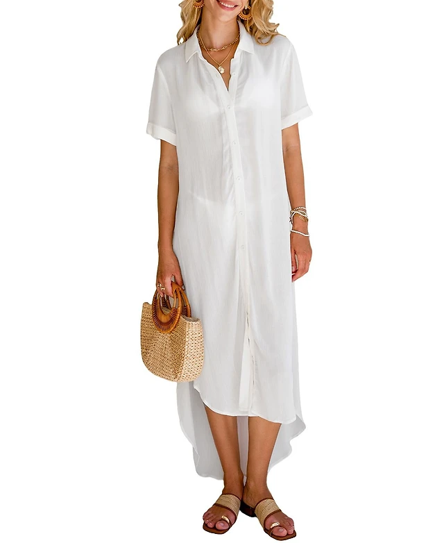 Cupshe Women's Relaxed & Polished White Midi Beach Dress | MainPlace Mall