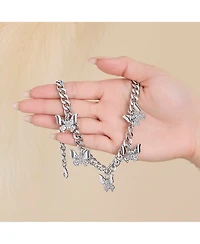 Jessica Simpson Silver-Tone Butterfly Charm Curb Chain Necklace