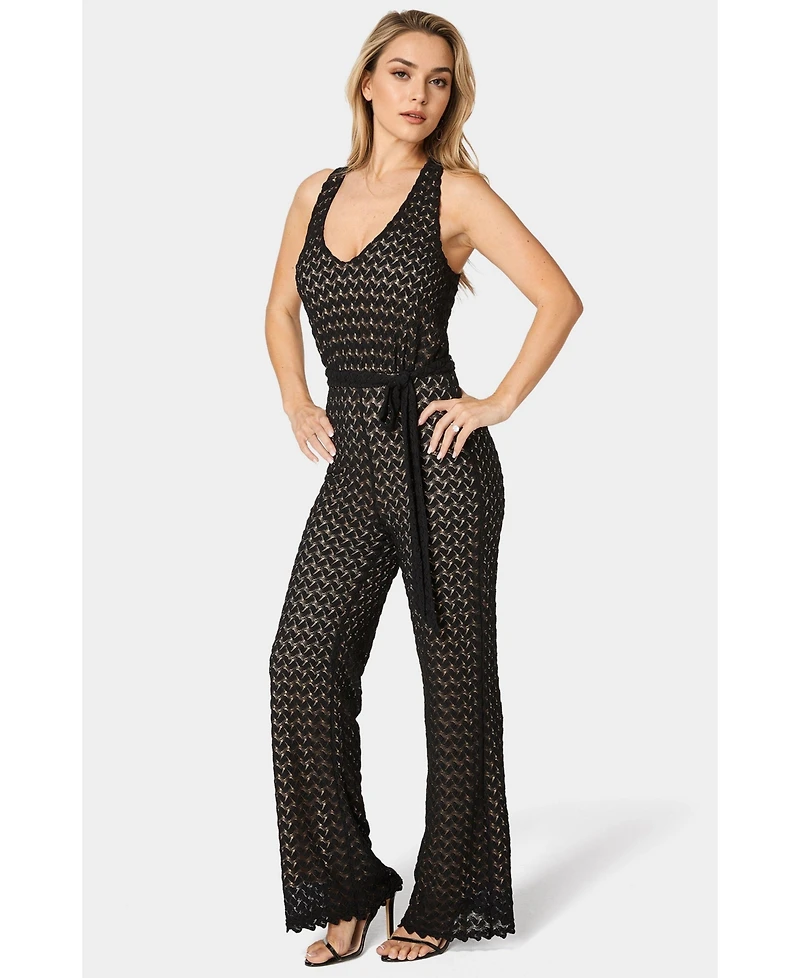 Bebe Women's Lace V-Neck Jumpsuit