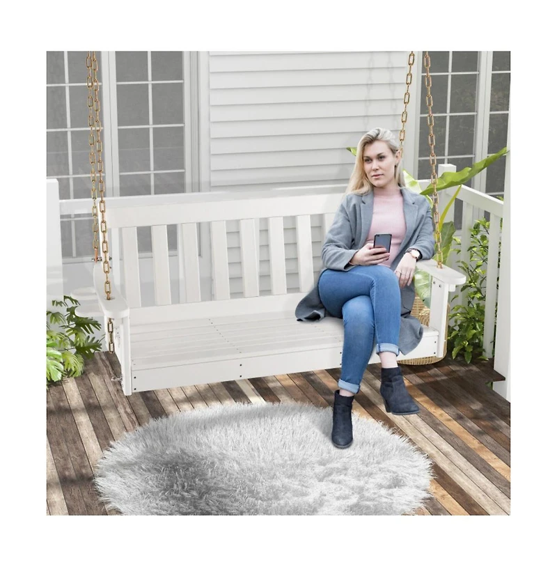 Mondawe 54 Inch Hdpe Patio Porch Swing with Cup Holder