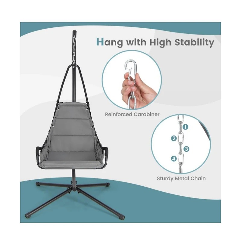 Mondawe Hanging Chair Hammock with Stand and Extra Large Padded Seat