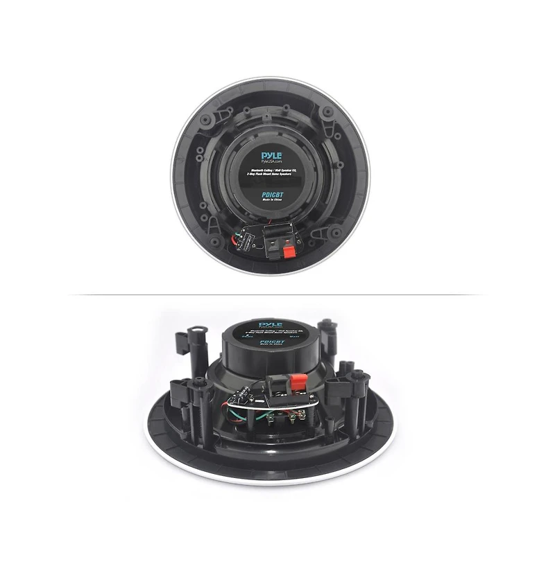 Pyle 6.5'' In-Wall/In-Ceiling Speaker Pair – 2-Way Midbass System, 1” Titanium Tweeter, Flush Mount, 250W Peak