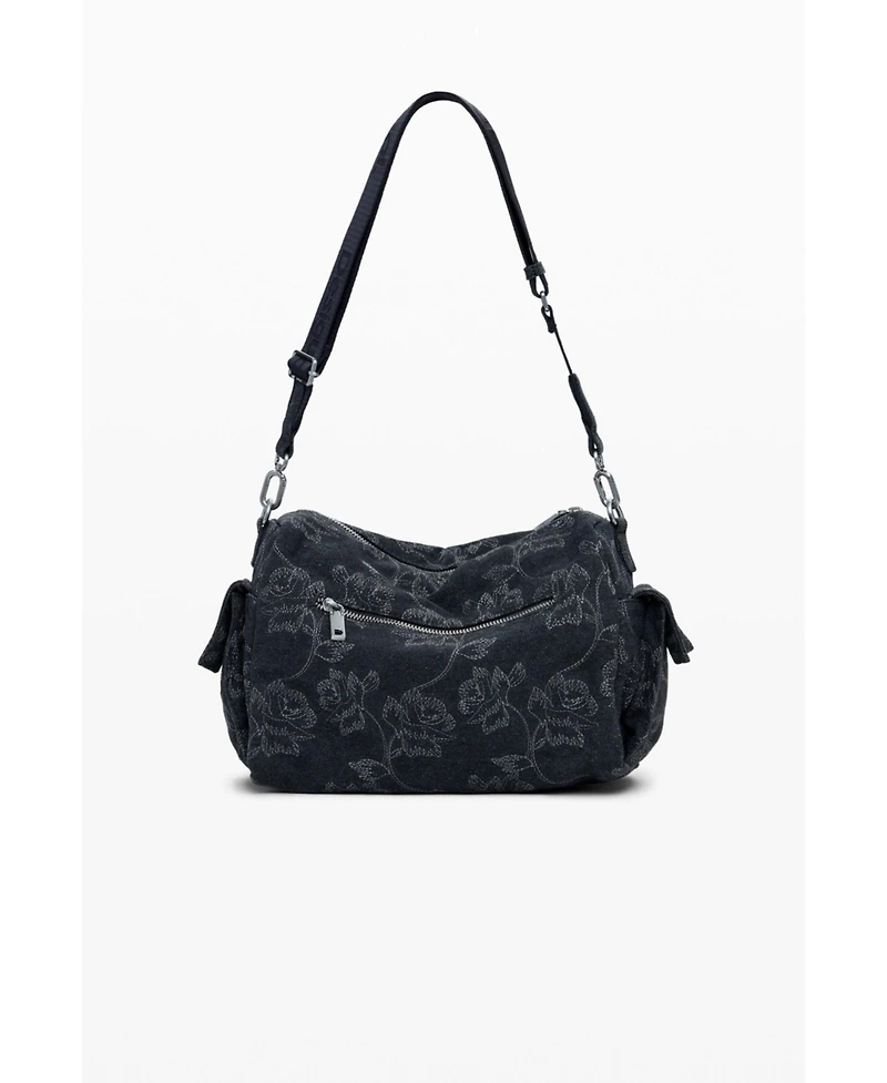 Desigual Women's Medium denim multi-pocket embroidered bag