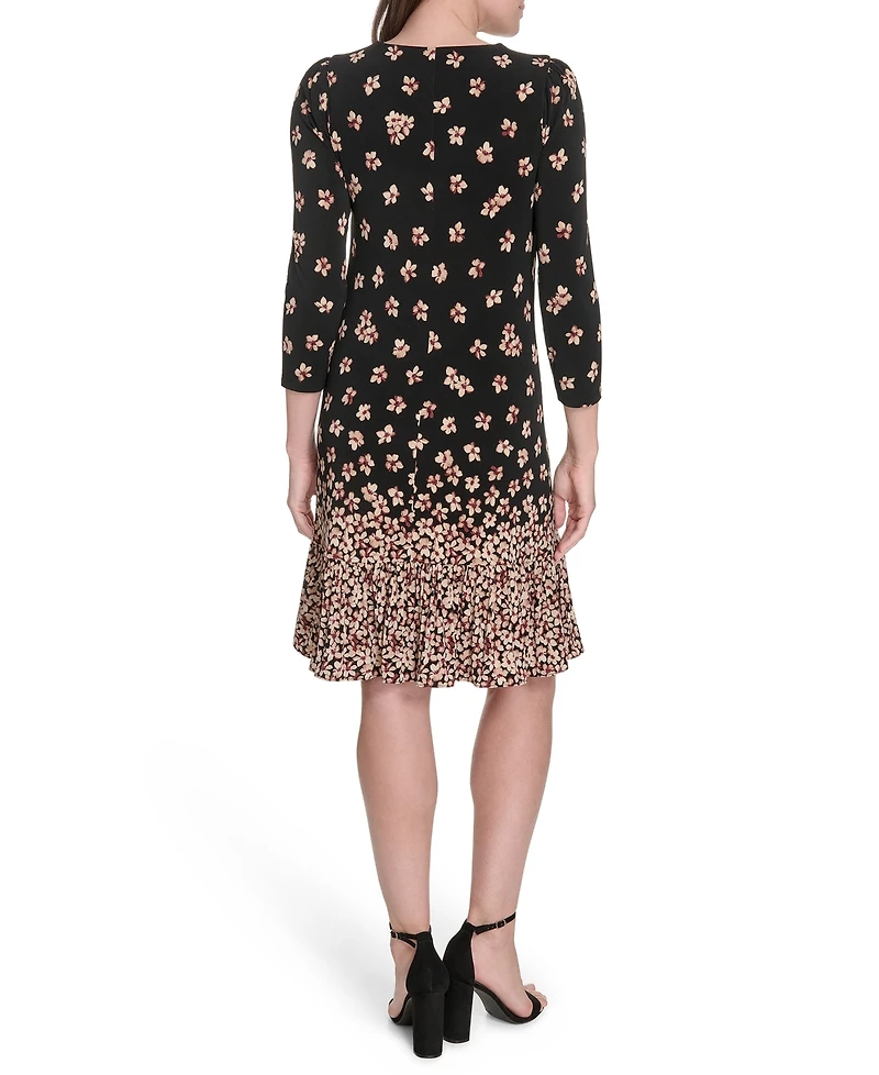 Tommy Hilfiger Women's Jersey Printed Ruffled Shift Dress
